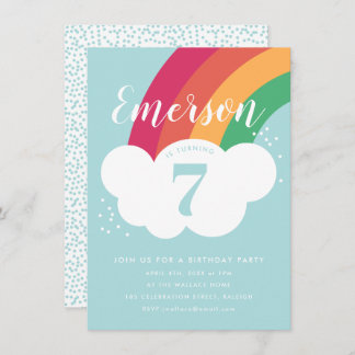 Budget Rainbow Birthday Party Einladung