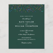 Budget Rainbow Confetti Emerald Wedding Einladung (Vorderseite)
