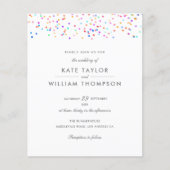 Budget Rainbow Confetti Wedding Einladung (Vorderseite)