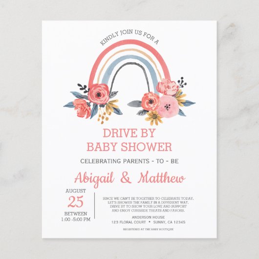 BUDGET Rainbow Drive by Baby Shower Einladung Flyer (Vorne)