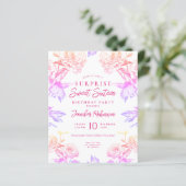 Budget Rainbow Floral SURPRISE Sweet 16 Einladung (Stehend Vorderseite)