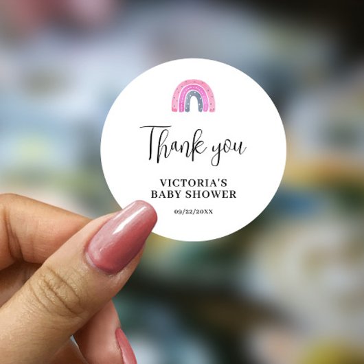 Budget Rainbow Girl Baby Dusche Runder Aufkleber