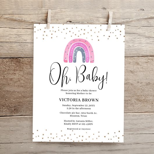 Budget Rainbow Girl Baby Shower Einladung