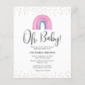 Budget Rainbow Girl Baby Shower Einladung (Vorderseite)