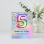Budget Rainbow Glitzer Foil Ballon 5. Geburtstag (Stehend Vorderseite)