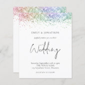 Budget Rainbow Glitzer Hochzeit Einladung (Vorne/Hinten)