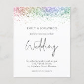 Budget Rainbow Glitzer Hochzeit Einladung (Vorderseite)
