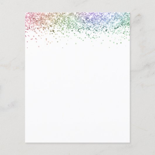 Budget Rainbow Glitzer QR Code Hochzeitsdetails (Rückseite)