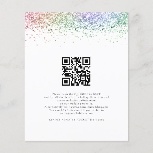 Budget Rainbow Glitzer QR Code Wedite (Rückseite)