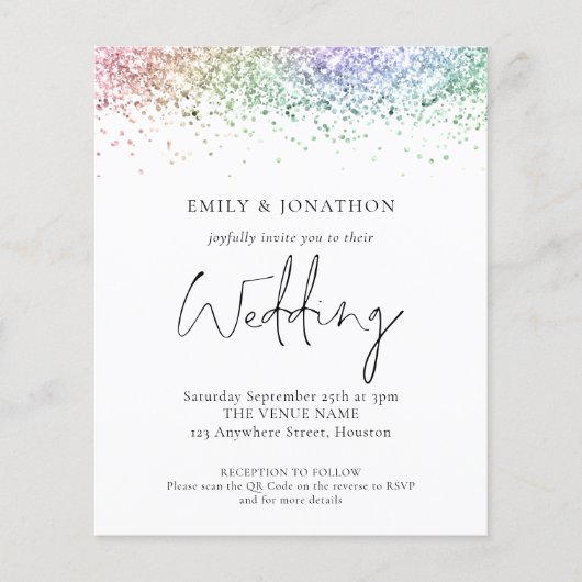 Budget Rainbow Glitzer QR Code Wedite (Vorderseite)