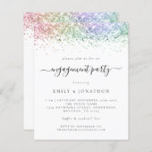 Budget Rainbow Glitzer Script Verlobung Einladung (Vorne/Hinten)