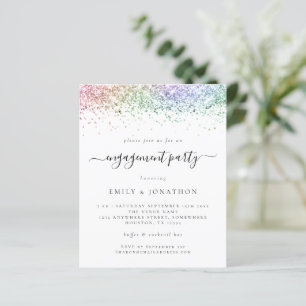 Budget Rainbow Glitzer Script Verlobung Einladung