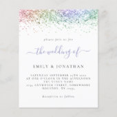 Budget Rainbow Glitzer Script Wedite Einladung (Vorderseite)