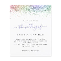 Budget Rainbow Glitzer Script Wedite Einladung