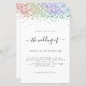Budget Rainbow Glitzer Wedding White Invite (Vorne/Hinten)