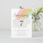 Budget Rainbow Kindergeburtstag Party Einladung (Stehend Vorderseite)
