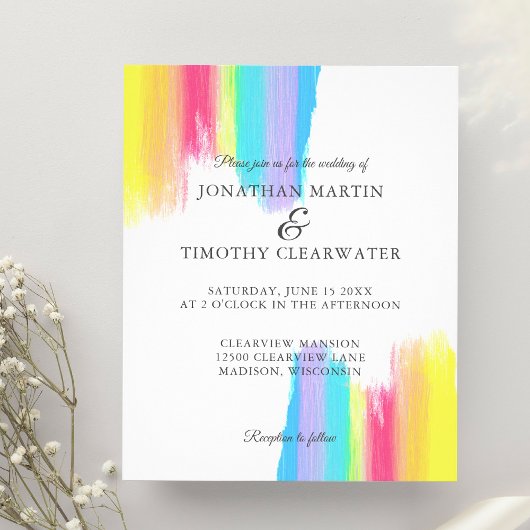 Budget Rainbow Schöne LGBTQ Hochzeit Einladung Flyer