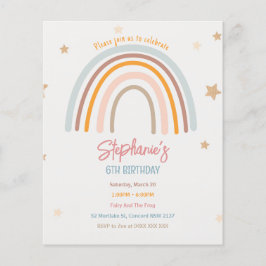 Budget Rainbow Stars Geburtstagsparty Einladung Flyer