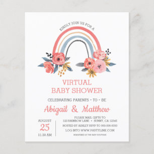 BUDGET Rainbow Virtual Baby Shower Einladung Flyer
