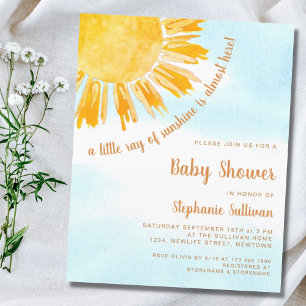 Budget Ray of Sunshine Boho Baby Shower Einladung