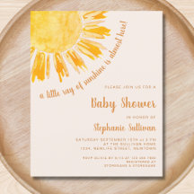Budget Ray of Sunshine Boho Baby Shower Einladung
