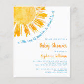 Budget Ray of Sunshine Boy Shower Einladung (Vorderseite)