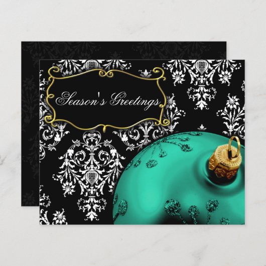 Budget Real Ornament Business Holiday Card (Vorne/Hinten)