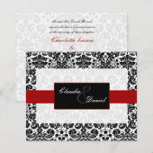 Budget Red Black Damask Einladung (Vorne/Hinten)