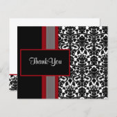 Budget Red Black Damask Wedding Danke Cards (Vorne/Hinten)