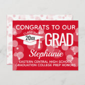 Budget Red Bubbles Abschluss Announccard Postkarte (Vorne/Hinten)