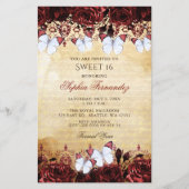 Budget Red Butterfly Sweet 16 Einladung (Vorderseite)