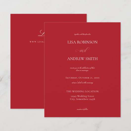 Budget Red Calligrafy Wedding (Vorne/Hinten)