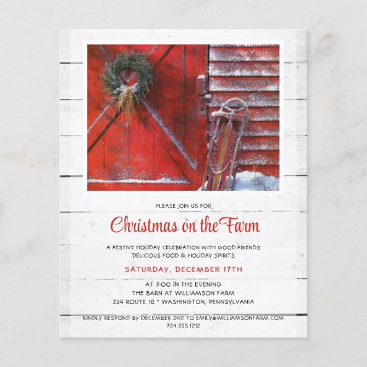 Budget Red Christmas Barn Holiday Party Einladung Flyer (Vorne)