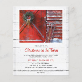 Budget Red Christmas Barn Holiday Party Einladung Flyer