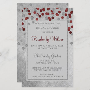 Budget Red Confetti Bridal Dusche Einladung