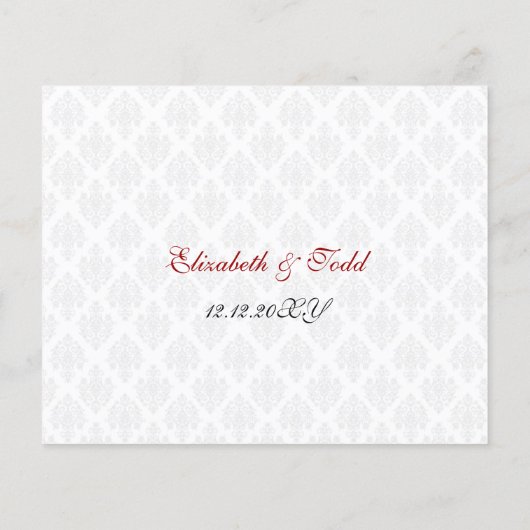 Budget Red Damask Wedding Menu (Rückseite)