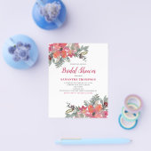 Budget Red Floral Bridal Dusche Einladung Flyer (Einzeln)