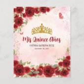 Budget Red Floral Princess Quinceañera Vielen Dank (Rückseite)