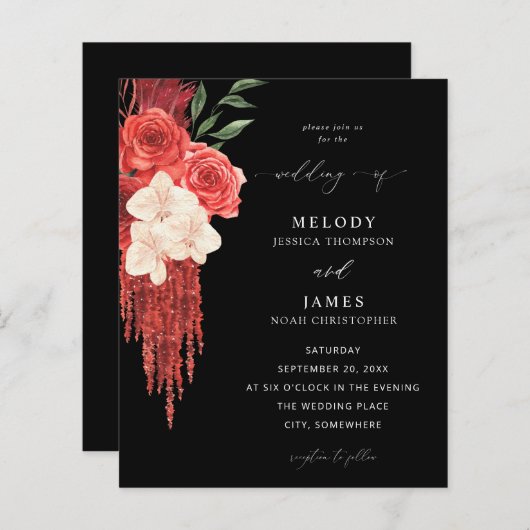 Budget Red Floral Wedding - Black (Vorne/Hinten)