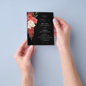 Budget Red Floral Wedding Black Flyer (Gruppe)