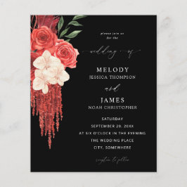 Budget Red Floral Wedding Black Flyer