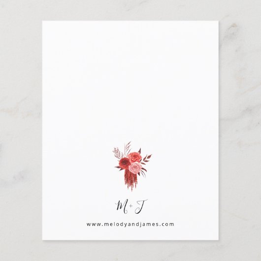 Budget Red Floral Wedding Flyer (Hinten)