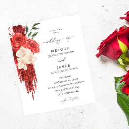 Budget Red Floral Wedding Flyer