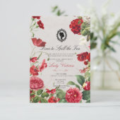 Budget Red Florals Bridgerton Birthday Party Einladung (Stehend Vorderseite)