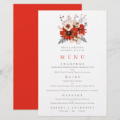 Budget Red Florals Foliage Wedge Menu (Vorne/Hinten)