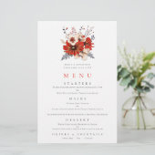 Budget Red Florals Foliage Wedge Menu (Stehend Vorderseite)
