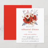 Budget Red Florals Probe Dinner Einladung (Vorne/Hinten)