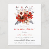 Budget Red Florals Probe Dinner Einladung (Vorderseite)