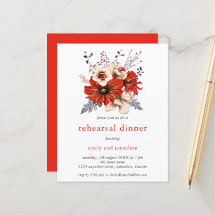 Budget Red Florals Probe Dinner Einladung