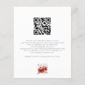 Budget Red Florals QR Code Hochzeitsempfehlung (Rückseite)